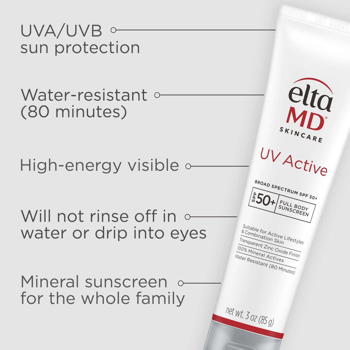 EltaMD UV Active Broad Spectrum SPF 50+ 3 oz - SkinElite - benefits