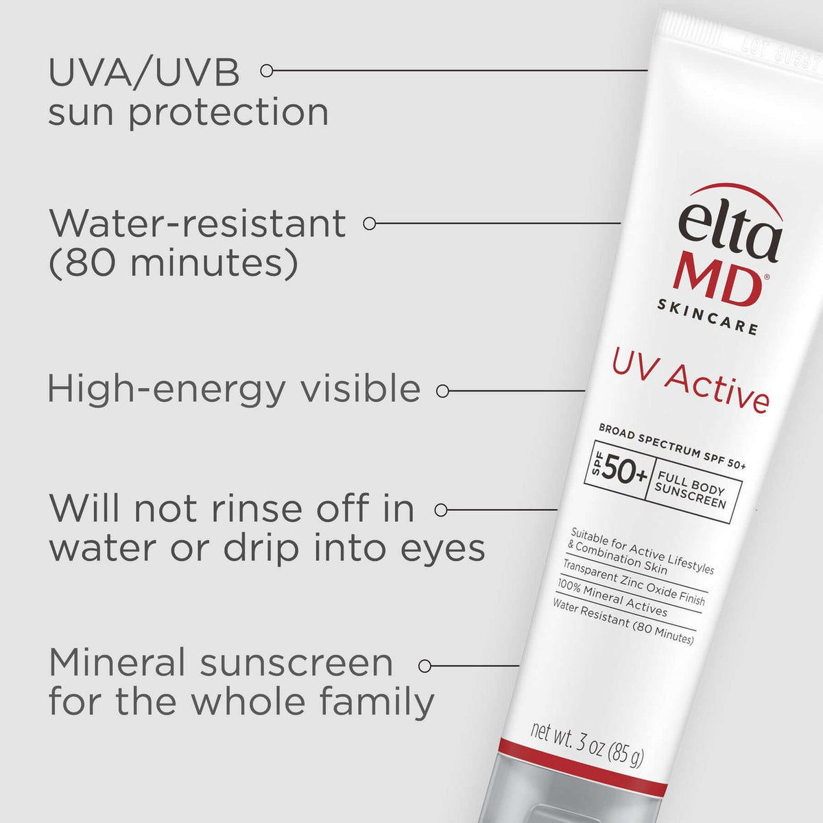 EltaMD UV Active Broad Spectrum SPF 50+ 3 oz - SkinElite - benefits