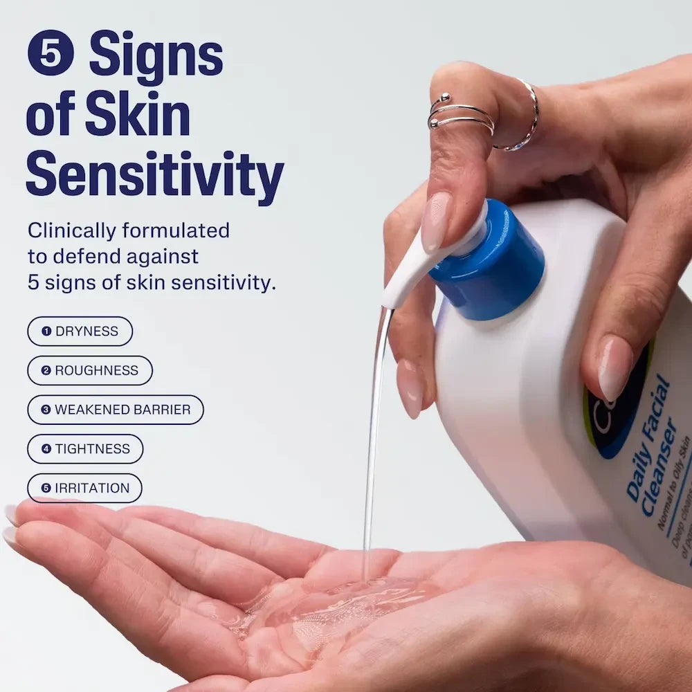 Cetaphil Daily Facial Cleaner Normal to Oily Skin 3.4 fl oz signs of sensitivity