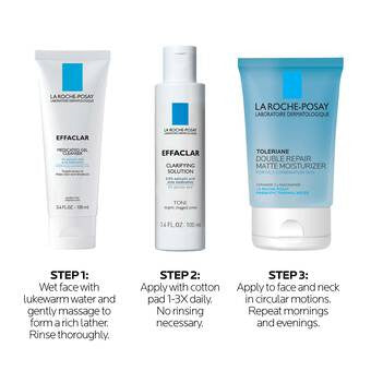 La Roche-Posay Effaclar Daily Acne Essentials Kit - Skin Elite - steps