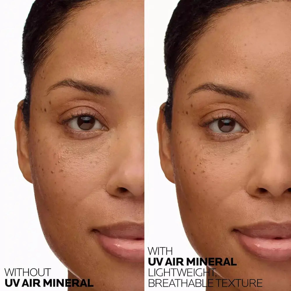 La Roche-Posay Anthelios UVAir™ Mineral Serum Sunscreen for Face SPF 50 1.7 oz with and without