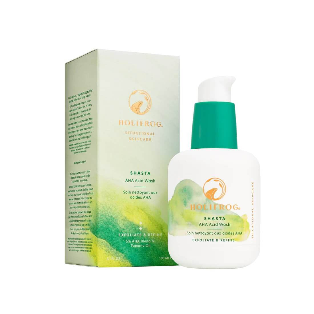 HoliFrog Shasta Exfoliating AHA Daily Cleanser - Skin Elite - product and packaging box